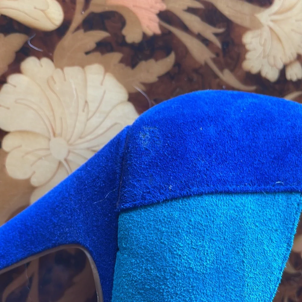 DOLCE VITA DV brand new, never worn cobalt & teal platform pumps sz6 6.5 DISCO! - Picture 5 of 5